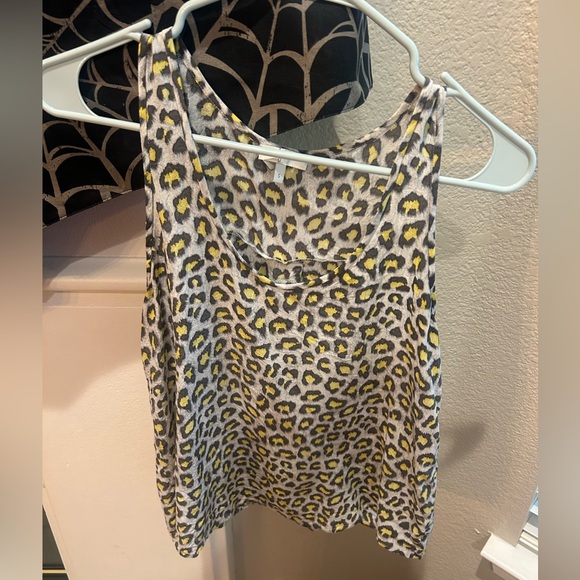 Joie Gray and Yellow Animal Print Tank Top - Picture 1 of 3